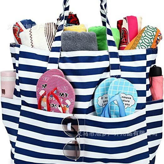 Amazon Classic Popular Women's Bag Striped Large Capacity Multi-function Tote Bag Beach Bag Handbag