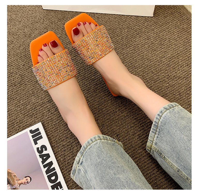 Water Diamond for Women's Outwear 2024 Summer New Fashion, Casual, Comfortable French Small Fragrant Cool Slippers_voghion.com