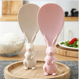 Wheat straw rabbit spoon can be vertical small rabbit rice cooker rice spoon creative non-stick rice cartoon spoon