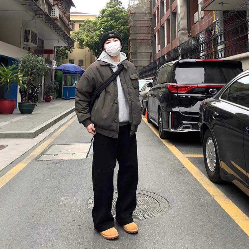 Black Jeans Men's American High Street Loose Wide-Leg Pants with Rhubarb Boots Straight Men's Pants Spring and Autumn