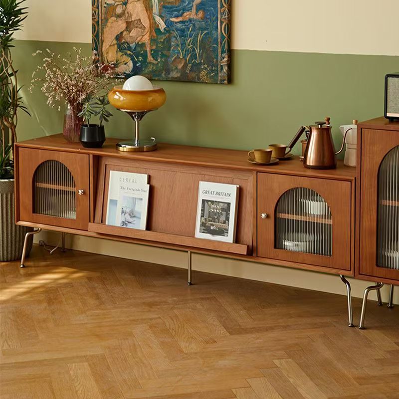 Nordic Retro Solid Wood Tv Cabinet Coffee Table Combination Modern Simple Small Apartment Tv Cabinet Living Room Home Floor Cabinet