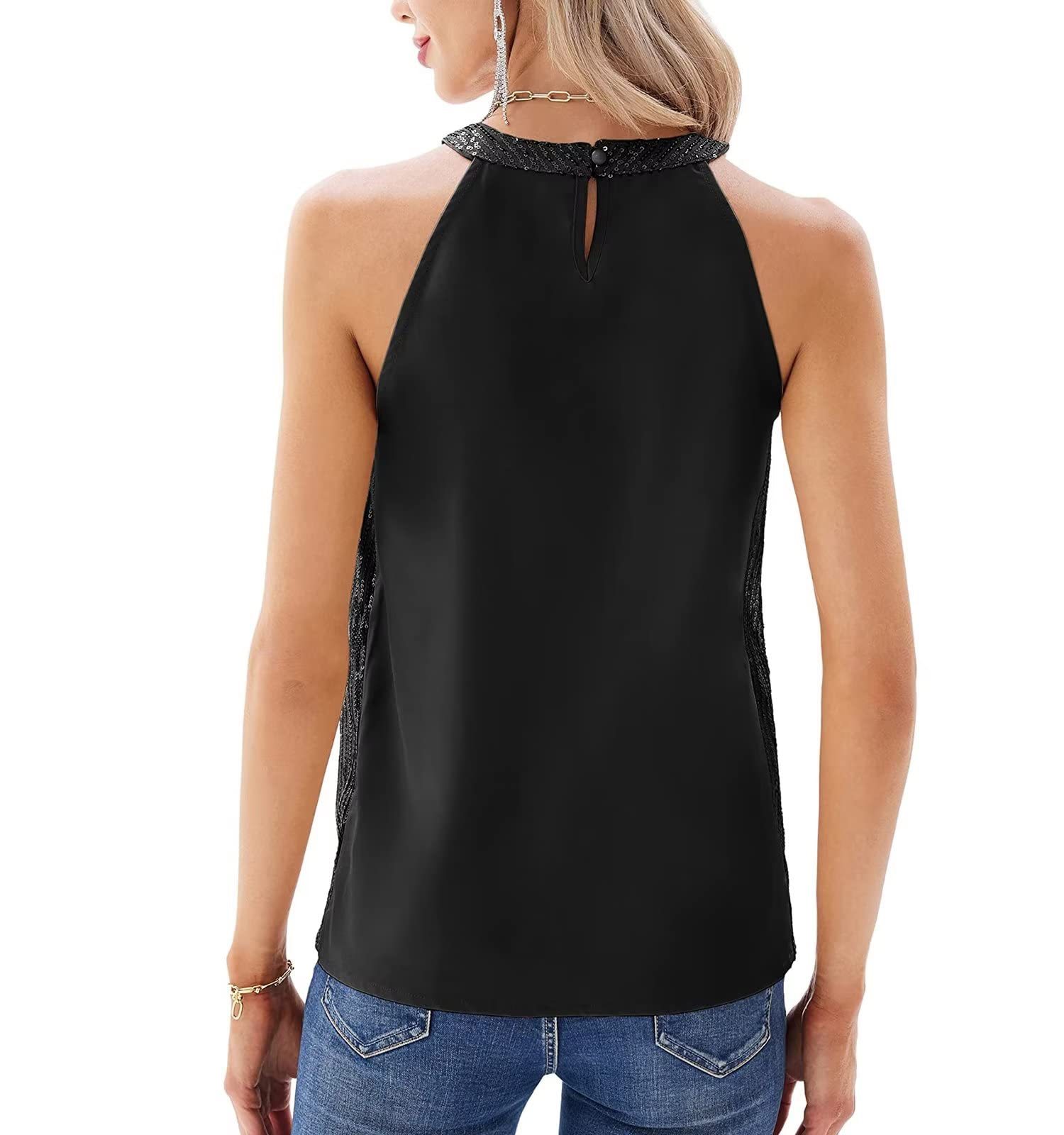 Top donna scollo all americana con paillettes girocollo moda_voghion.com
