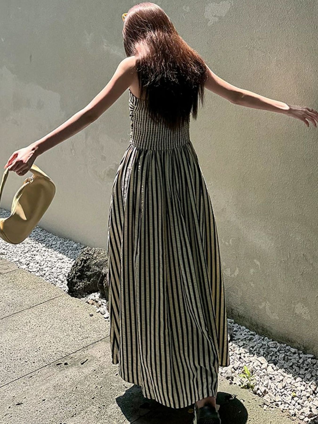 Women's Clothing Striped Maxi Dress With Pockets – Lightweight Resort Wear For Summer, American Style"​​_ecoleips.com