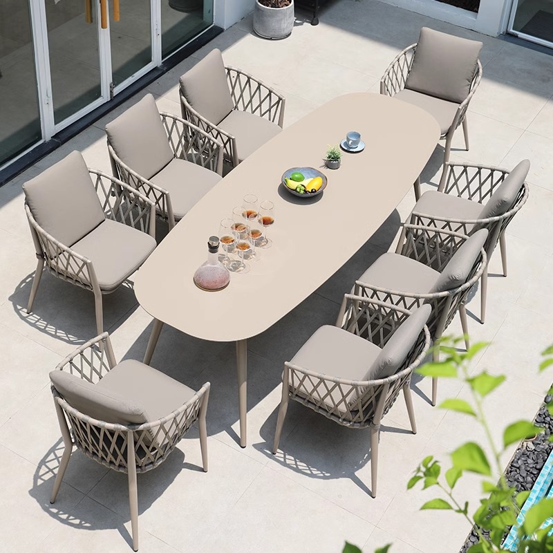 Mesas y sillas al aire libre nórdicas Patio Villa Patio Mesas y sillas Patio Al aire libre Jardín Terraza Ocio Mesas y sillas de ratán Combinación