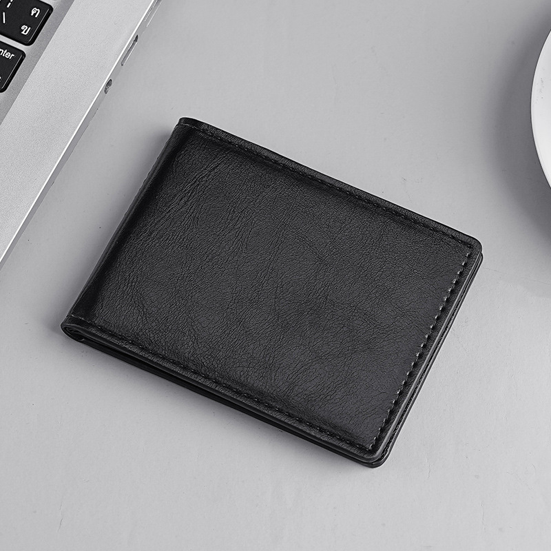 comercio exterior tarjeta de conducir de piel de cera retrógrada bolsa de cuero carnet de conducir bolsa de tarjetas ultra delgadas clip de tarjetas para hombres