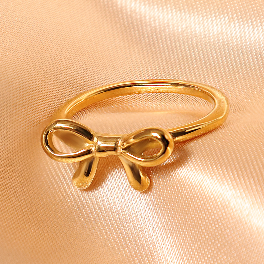 1 Piece Quantity Solid Color Knot Butterfly 304 Stainless Steel Titanium Steel Simple Style Rings