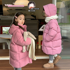Winter 2023 New Women's Children's Medium-Long Length Down Jacket Loose Hooded Children's Down Jacket 85 Down Fill 90 White Duck Down