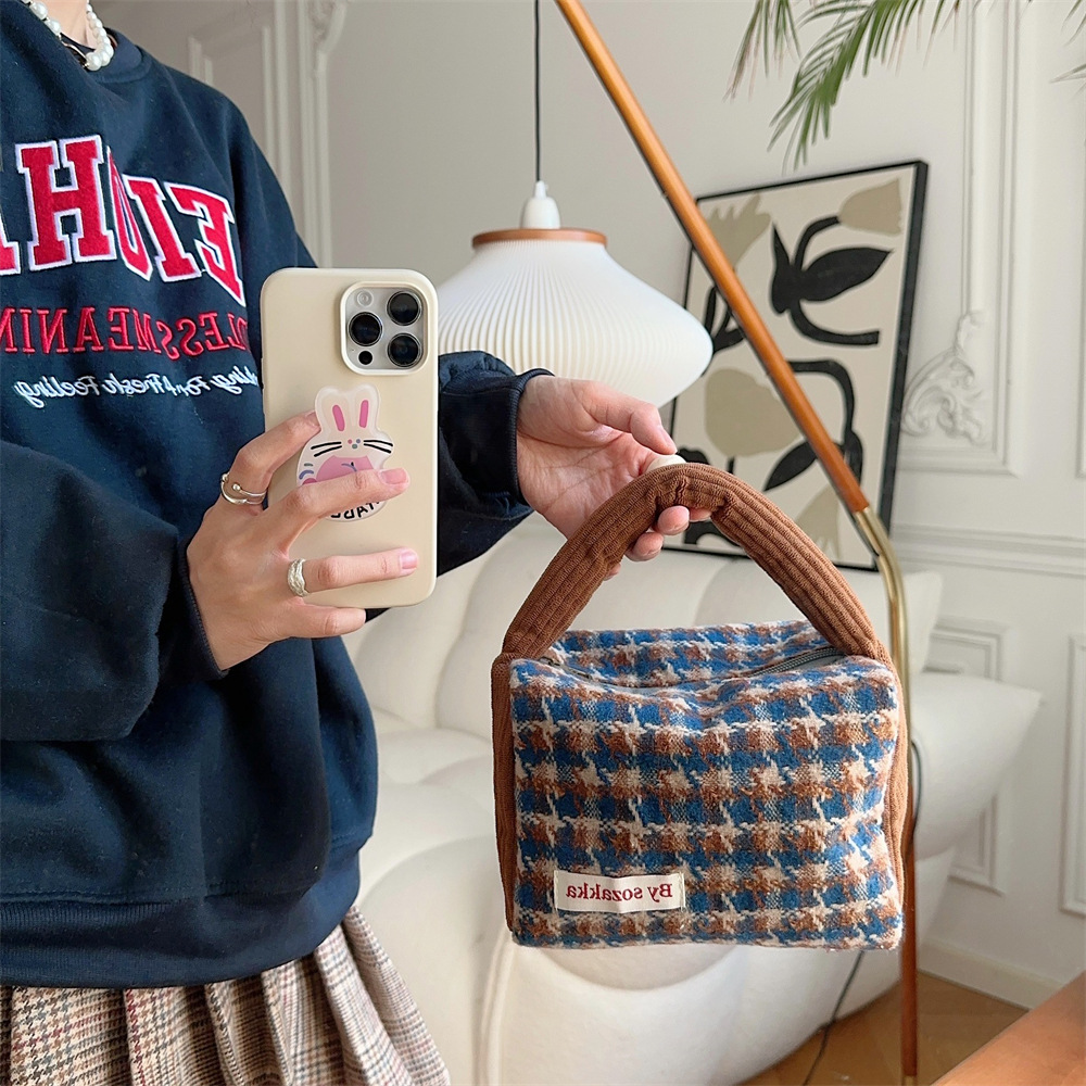 31194 Autumn and Winter new thousand-bird check woolen handbag, new hand-held bag, portable shopping hand-held bag undefined
