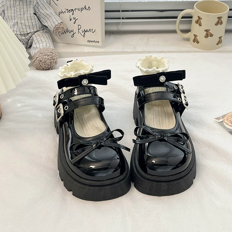 Обувь с двумя пряжками с бантом Lefu весной 2025 новый модный тренд универсальная женская обувь оптом