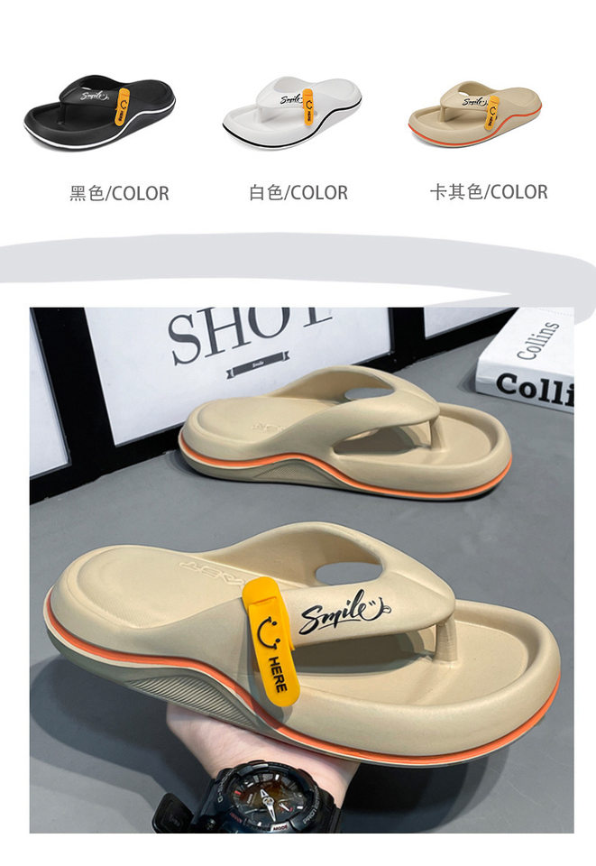 Dép xỏ ngón nam quai kẹp chân phong cách Hàn Quốc, dép đi biển hở ngón mùa hè cỡ lớn — Màu kaki, Màu trắng, Màu đen chi tiết 3
