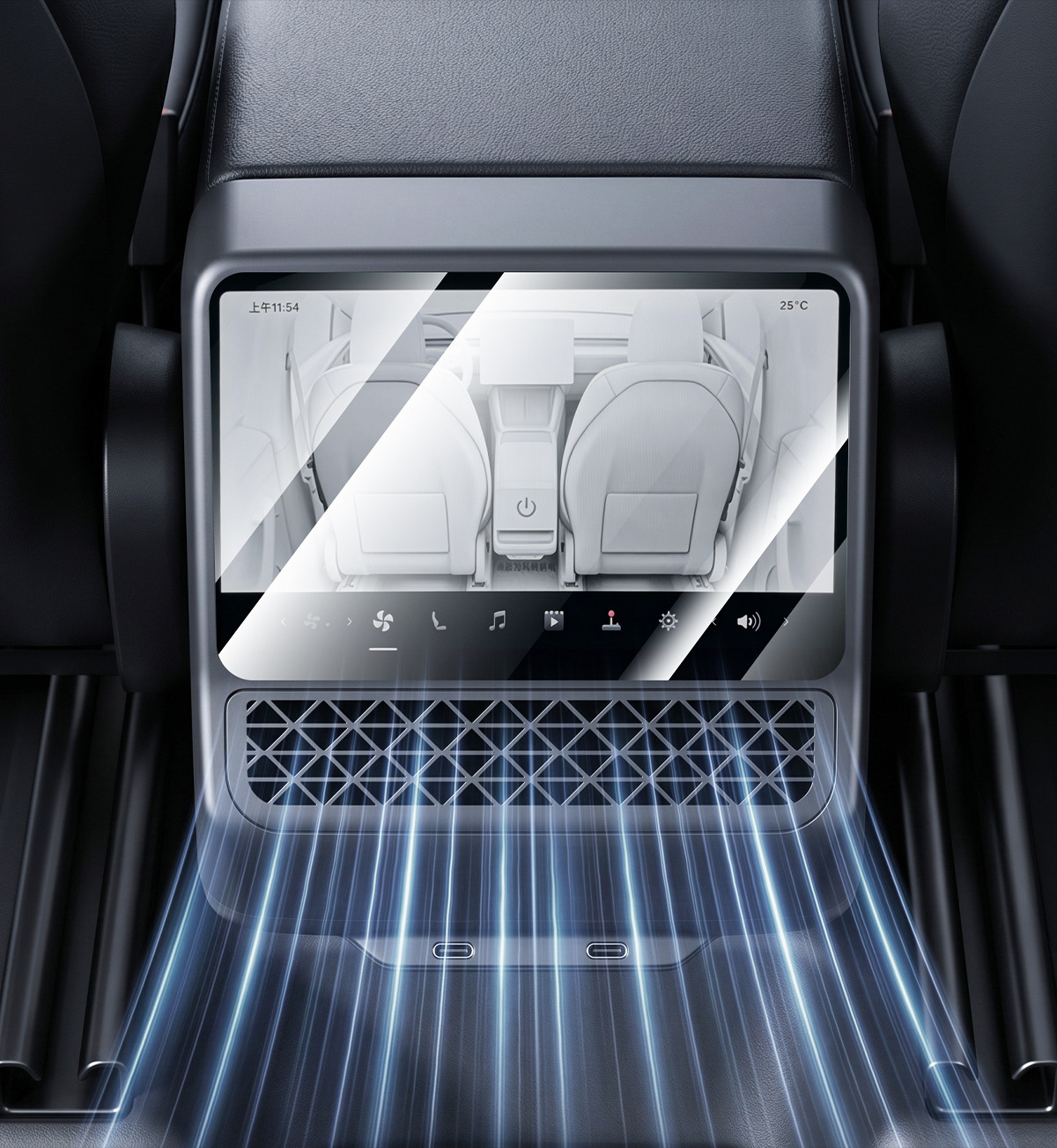 Suitable for Tesla Model Y Rear Screen Protective Cover Yl New Model 3 Air Outlet Tempered Film Cover Accessories Shell