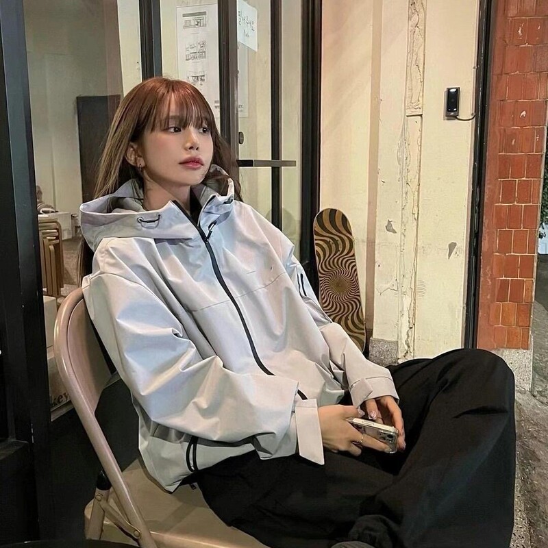 Unisex Single-Layer Jacket Coat Coat Thin Color-block Camouflage Mountaineering Suit Loose Couple Jacket 0341