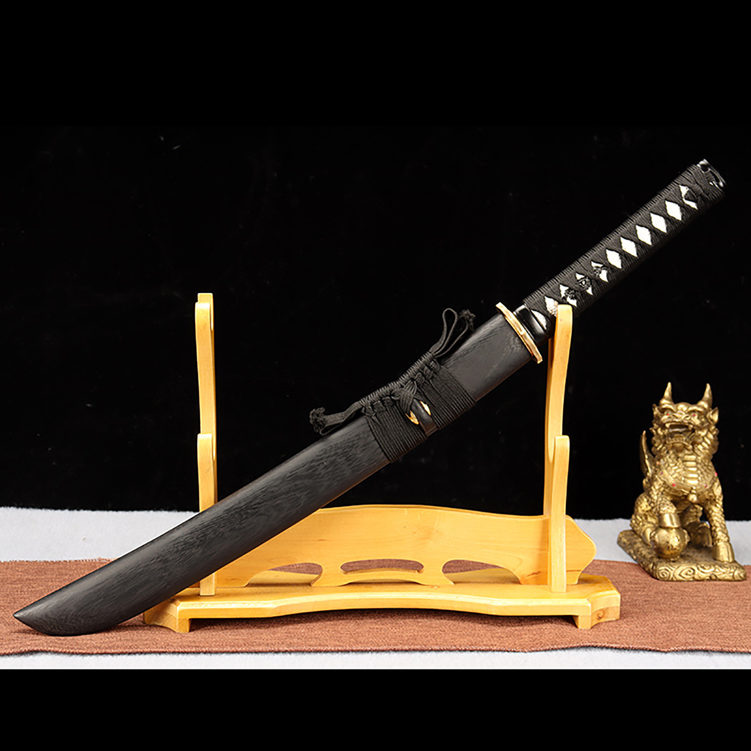 Hejiu Longquan City Sword Hand-Forged High Manganese Steel Film and Television Hard Sword Warrior Saber Blackened Rosewood Unedged