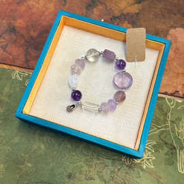 白水晶紫晶925银绣花鞋清新单圈百搭高级感配饰饰品直播手链手串