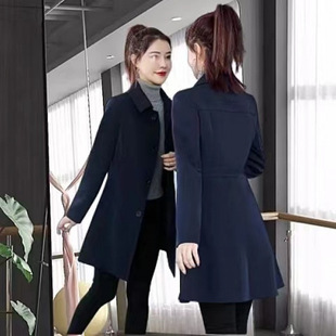 Windbreaker Women's Mid-length Short Plaid 2024 Autumn and Winter New Korean Style All-match Elegant Jacket