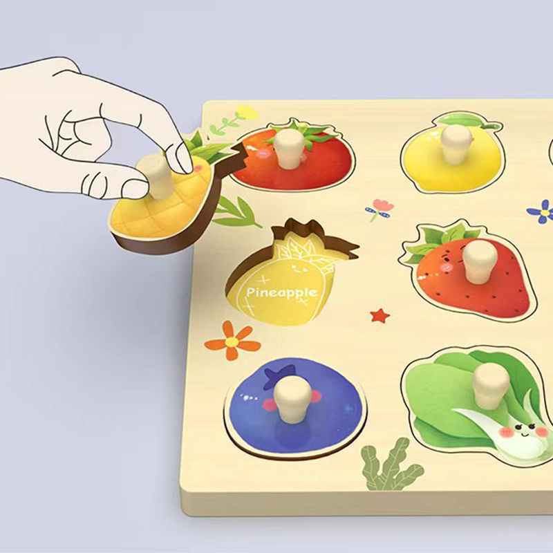 蒙氏早教手抓板拼图积木婴儿童形状配对嵌板1-2岁半宝宝益智玩具