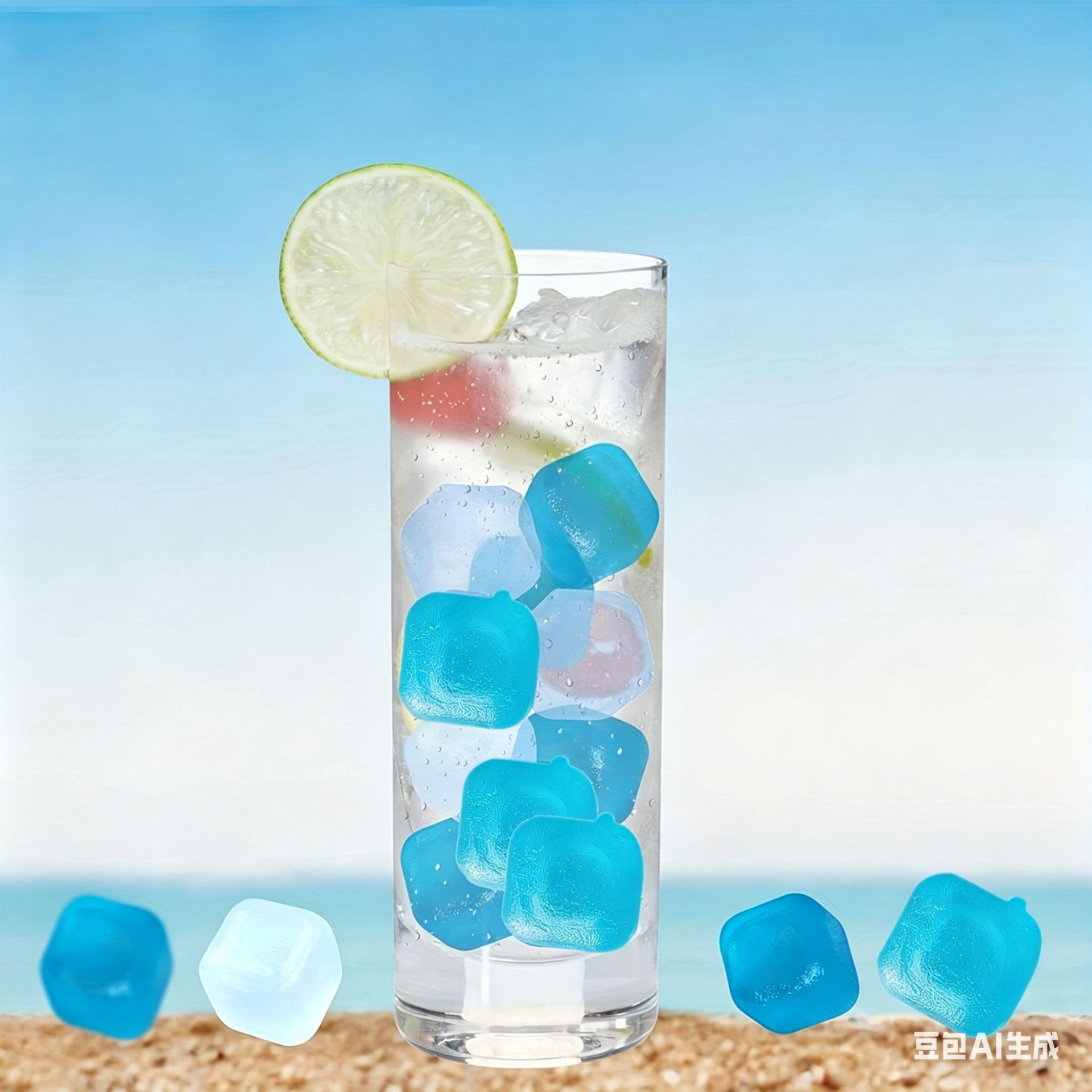 Envío gratis de 24 cubitos de hielo reutilizables, cubitos de hielo de plástico azules y blancos para bebidas, lavables y de calidad alimentaria.