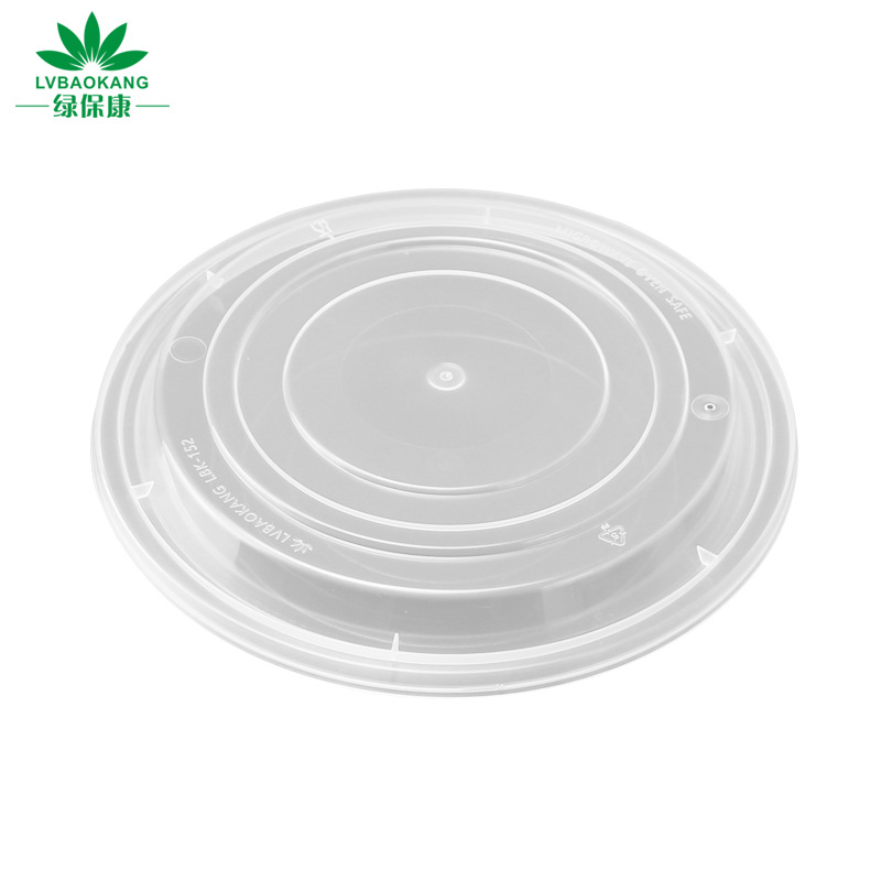Cubierta de caja de almuerzo desechable cubierta redonda cubierta de moldeo por inyección de 152mm engrosada cubierta de tazón de plástico PP cubierta de tazón de papel con cubierta redonda cubierta