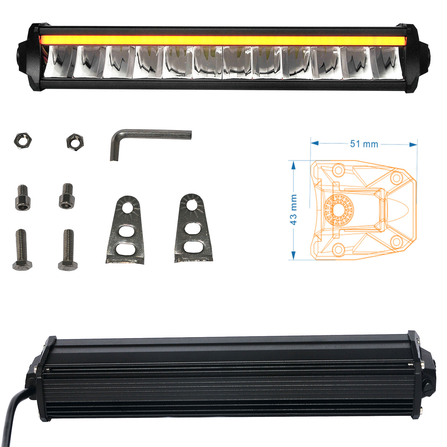 Car Off-Road Vehicle Roof Tank 300 Wrangler Bj40 Overbearing Led Strip Spotlight Yellow Rgb Phantom Daytime Running Light