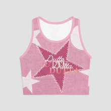 无缝印花瑜伽背心紧身固定杯收副乳美背运动背心女上衣瑜伽服夏季