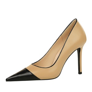 1198-3 Retro European and American Fashion Minimalist Colored Pointed High Heels Women's Shoes Slim Heels Shallow M