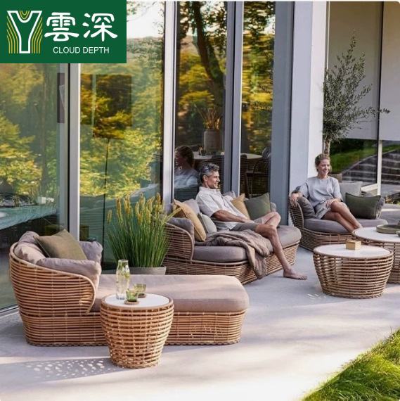 Southeast Asian Outdoor Rattan Leisure Sofa Set for Open-Air Courtyard Garden Homestay Rattan Lounge Chair Southeast Asian Style Southeast Asian Outdoor Rattan Leisure Sofa Set for Open-Air Courtyard Garden Homestay Rattan Lounge Chair Southeast Asian Style