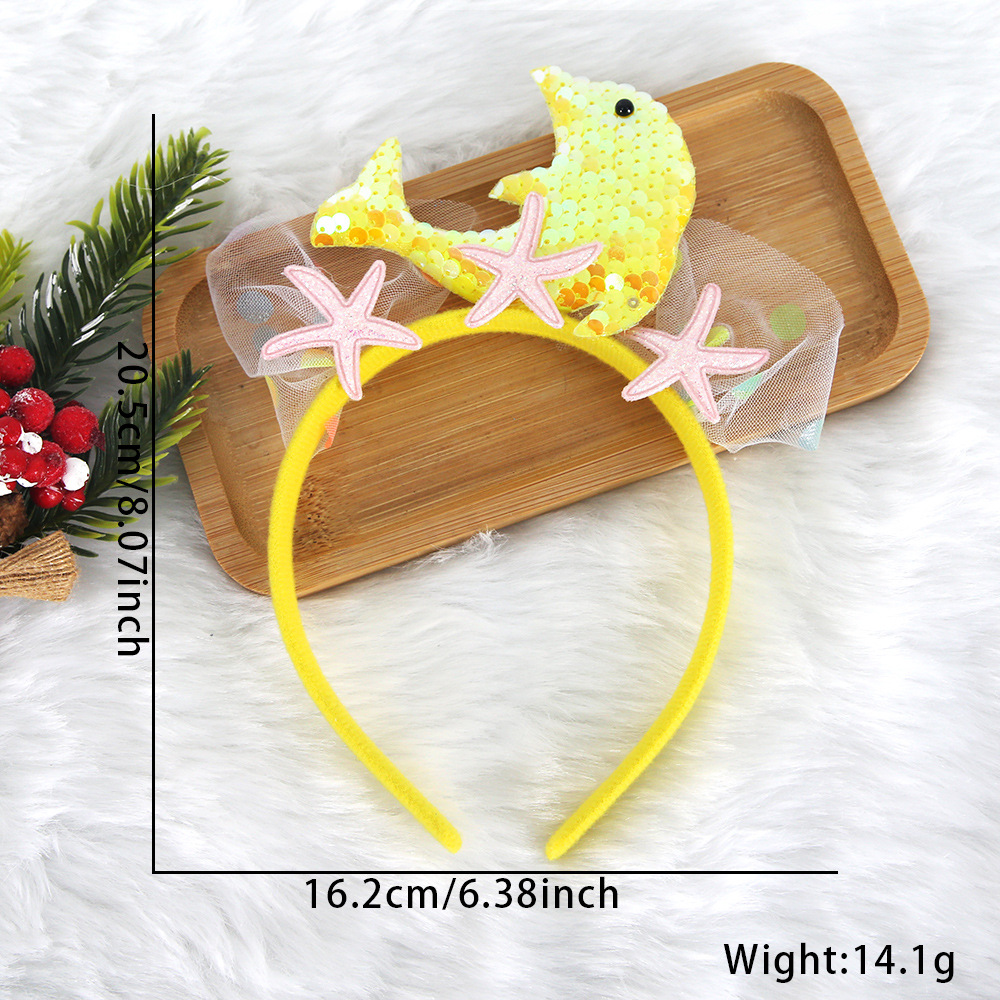 Transfronterizos de sequillas de cola de pescado banda de cabello chica fiesta de cumpleaños decoración mar serie tocado delfin estrella de mar banda de malla de hilo