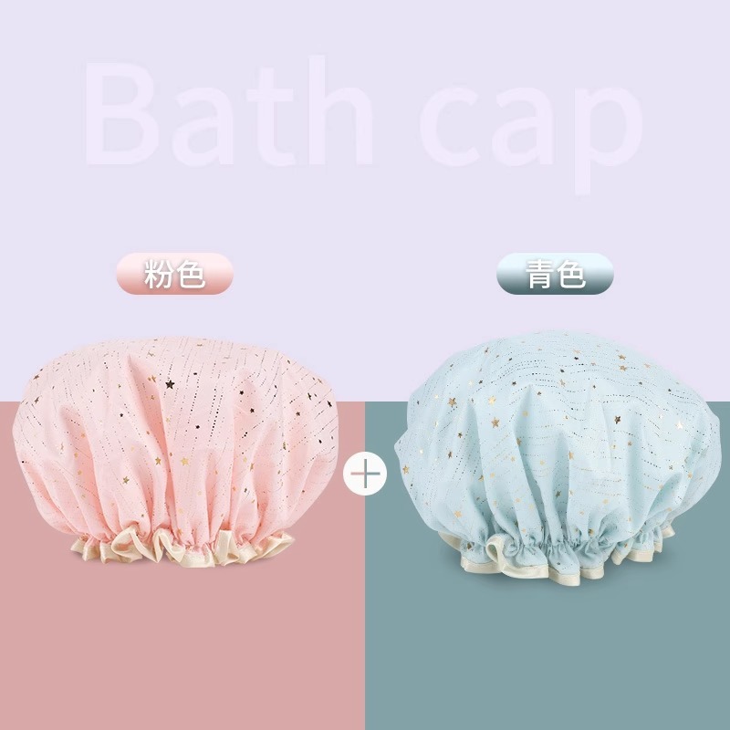 二重構造の女性用防水シャワーキャップ、家庭用、油煙防止、女の子用ヘアドライマスク、シャワーキャップ、新モデル|undefined