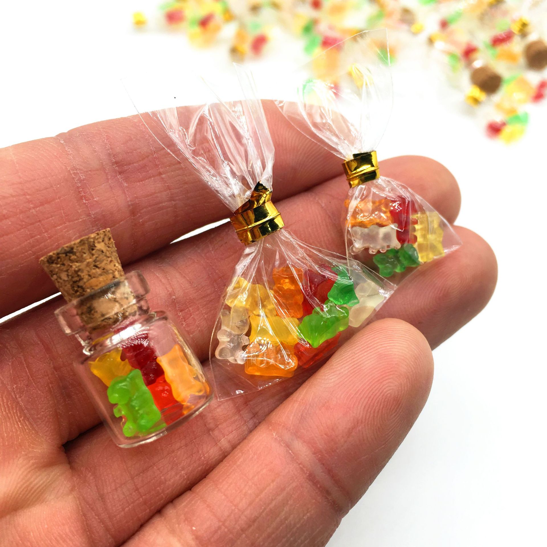 Casa de muñecas Dollhouse oso mini caramelo enlatado bolsa miniatura comida jugar escena modelo ob11 Accesorios