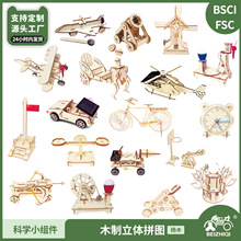 科学小制作学校创意手工动手动脑立体木质拼图创意玩具机器人