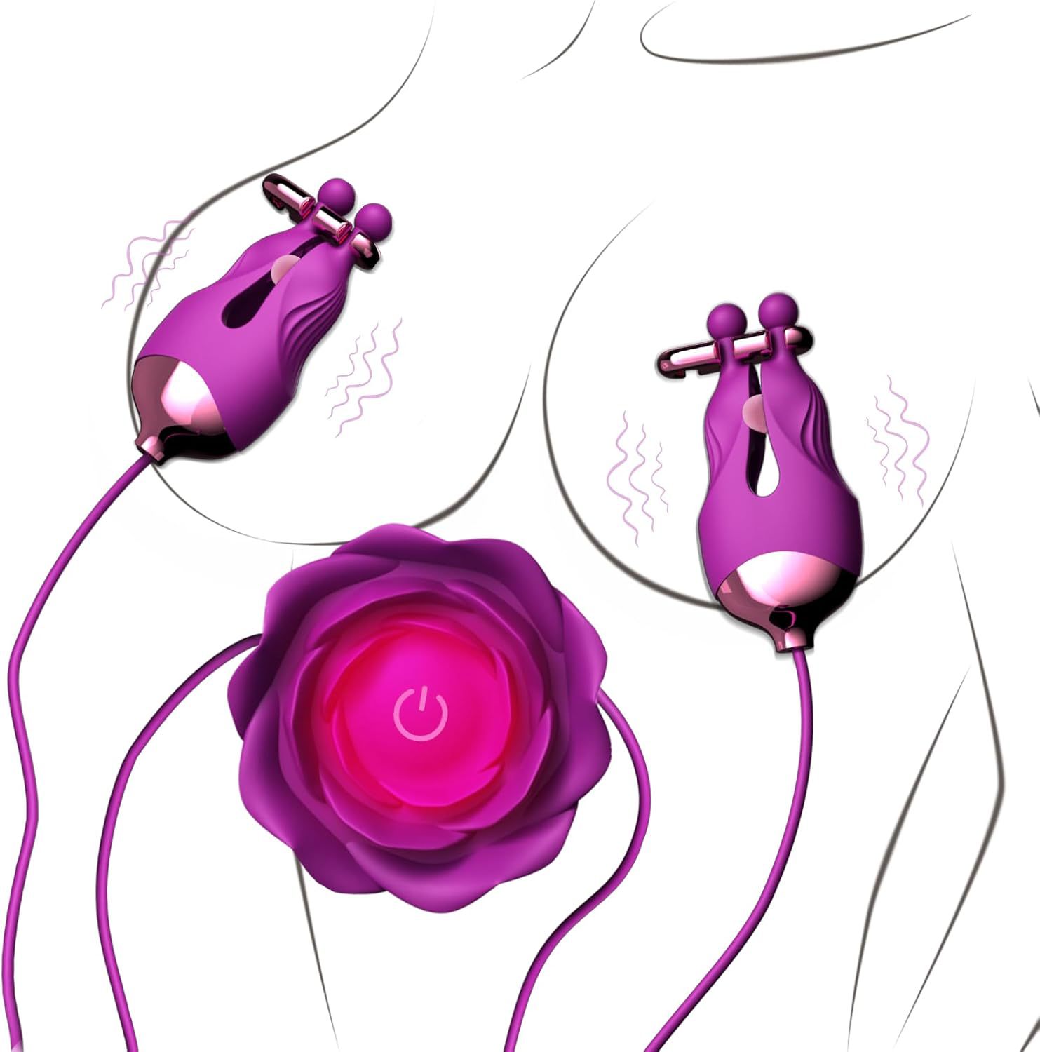 Massaggiatore per capezzoli in silicone a forma di rosa donna_voghion.com