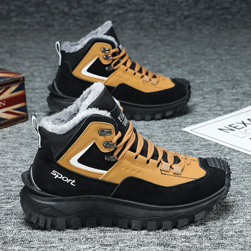 cross-border large size autumn and winter new trendy all-match thick bottom work shoes velvet thickened casual fashion sneakers men‘s shoes