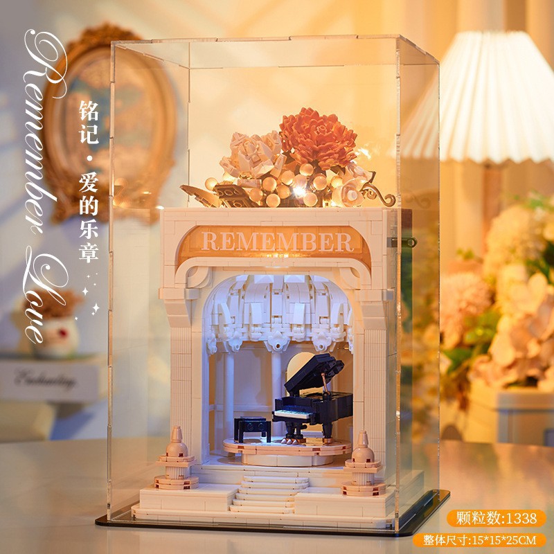 Compatible con LEGO Internet celebridad dibujos animados bloques de construcción maceta ramo Rosa girasol montado decoración juguete regalo hecho a mano