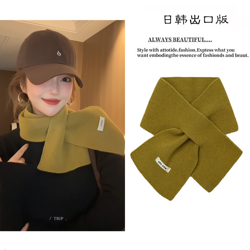 New Autumn and Winter Warm Wool Scarf for Women, High-Quality, Stylish, Versatile, Knitted Solid Color Neck Scarf