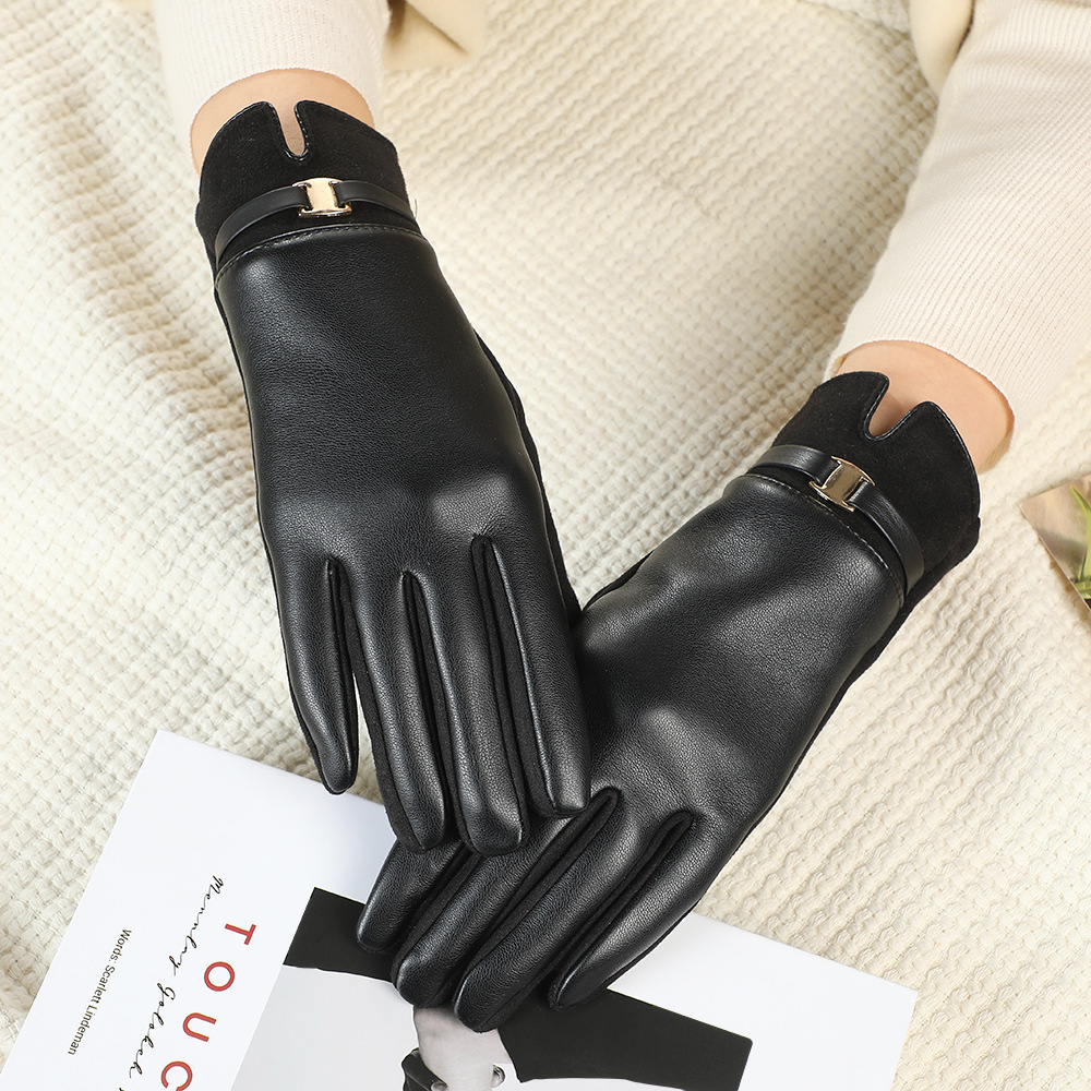 Guantes cálidos de invierno para mujeres, guantes de lana creativos para conducir vehículos eléctricos a prueba de viento con pantalla táctil de seda