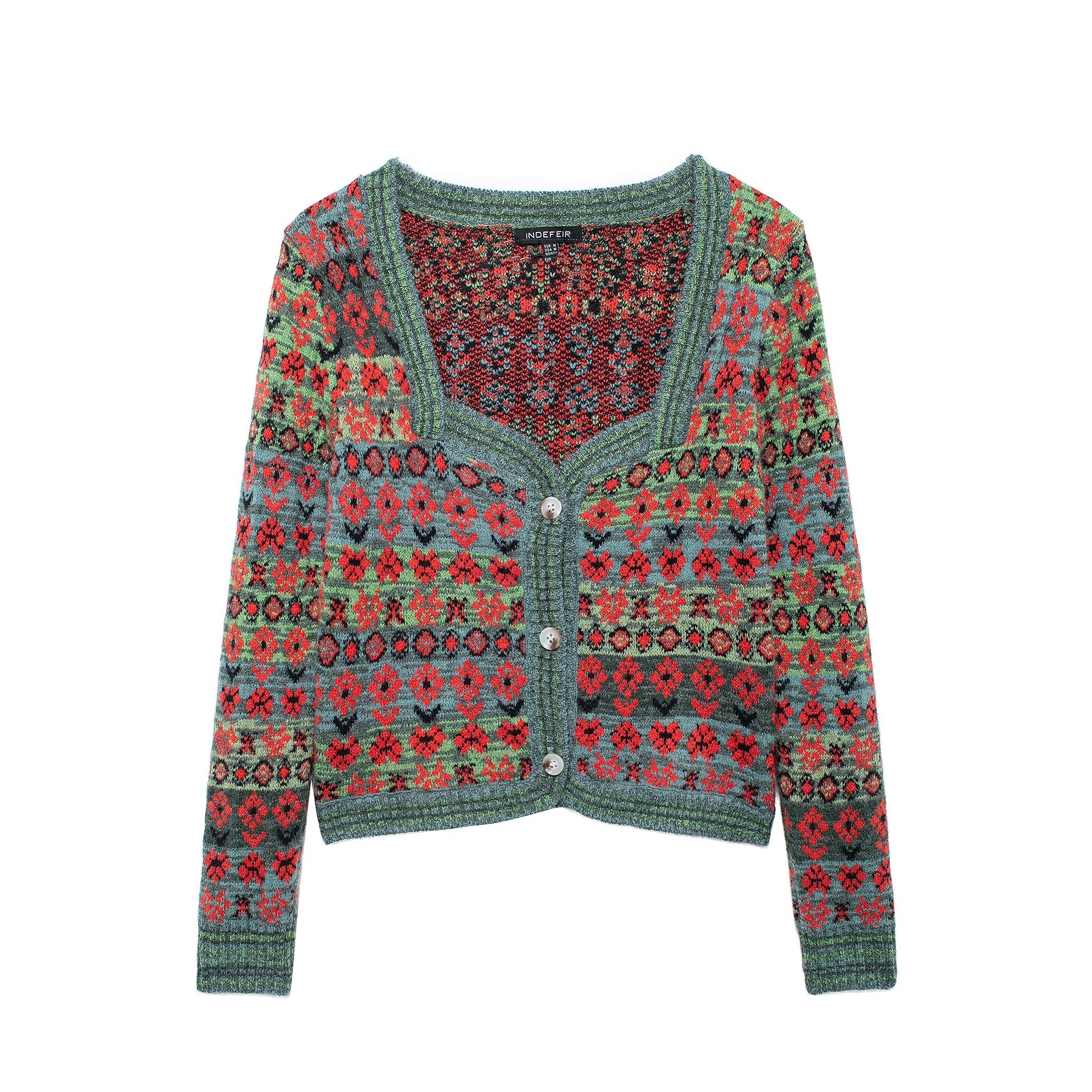 Women's clothing 2024 autumn and winter new style loose jacquard knitted jacket_voghion.com