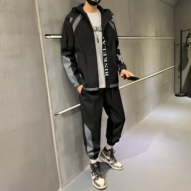 D03 - 3 hombre primavera y otoño estilo de moda coreano nuevo juego de chaqueta deportiva casual