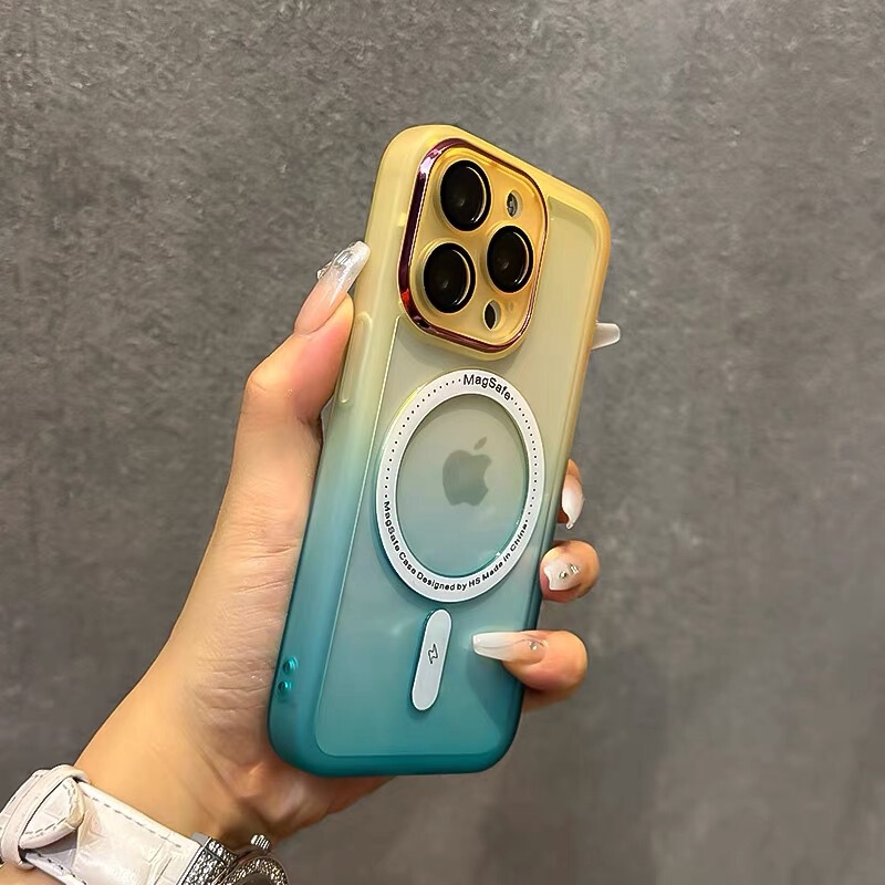 带镜头膜渐变色磁吸适用iPhone16promax手机壳苹果15软硅胶多巴胺|undefined