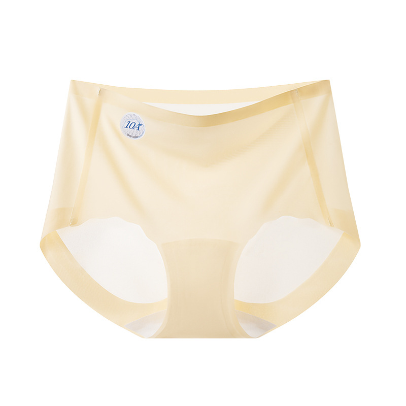 Ropa interior sin costuras de cintura alta estilo fino de verano de seda de hielo entrepierna de algodón puro entrepierna antibacteriana cintura media pantalones de piel de leche transpirables ropa interior de mujer