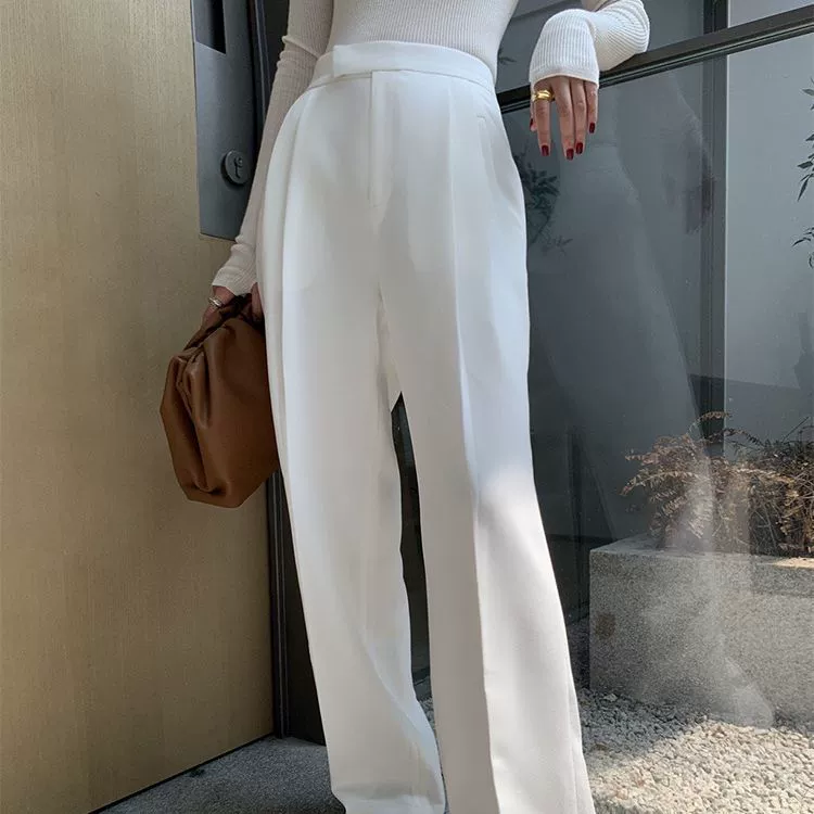 Прямые широкие повседневные брюки с высокой талией, утягивающие на весну и лето, новая качественная женская одежда, новые элегантные Пригородные брюки в холодном стиле