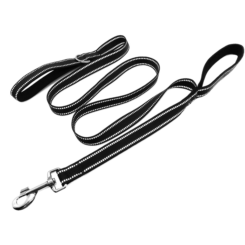 Mascota noche correa reflectante perro doble ASA Correa mango material de buceo forro no-apriete correa de perro