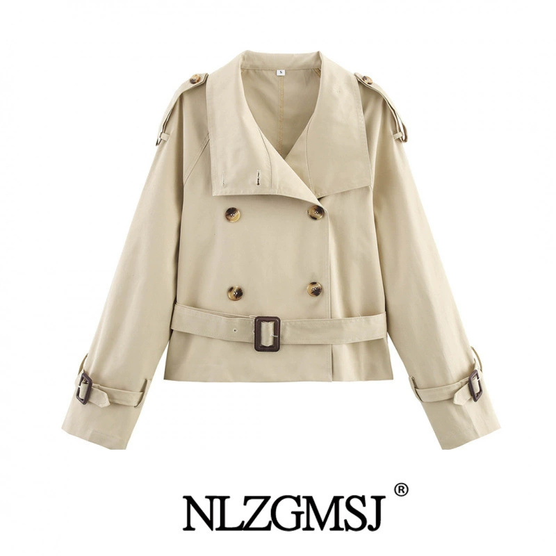 Весенняя женская куртка-ветровка 2025 года, европейский и американский стиль, модная, универсальная, с поясом.