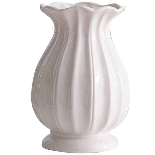 Sichuan White Nordic Large Mouth Simple Ceramic Decor Dried Flower Vase for Water-planting Fresh Flowers Living Room Flower Arrangement Desktop Ornament