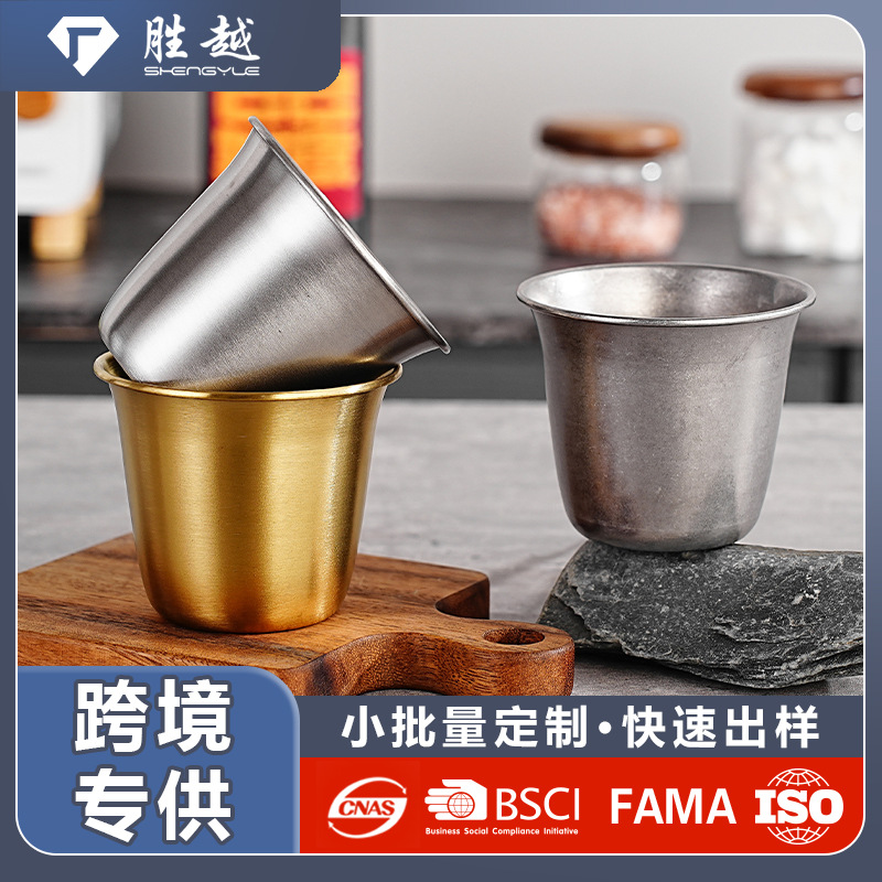 Water cup, cold drink cup, single-layer cup, retro cup, American-style 304 stainless steel coffee cup, thickened wide-mouth cup, outdoor cup