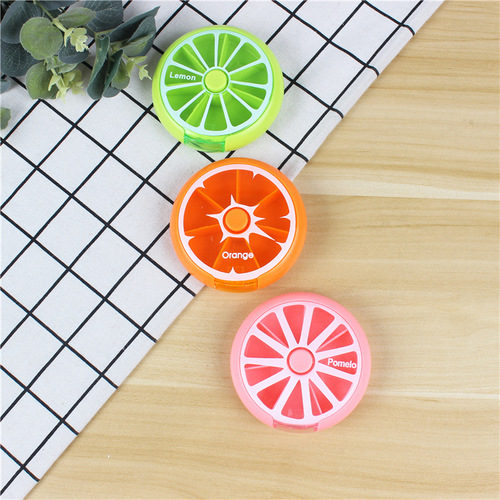 Plastic ABS pill box travel emergency one-week pill box seven-day portable small orange pill box