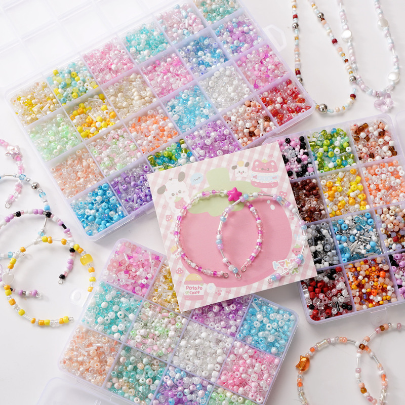 Glass Mixed Set Rice Beads Tool Set DIY Handmade Beaded Bracelet Necklace Jewelry Decorative Accessories Materials Glass Mixed Set Rice Beads Tool Set DIY Handmade Beaded Bracelet Necklace Jewelry Decorative Accessories Materials