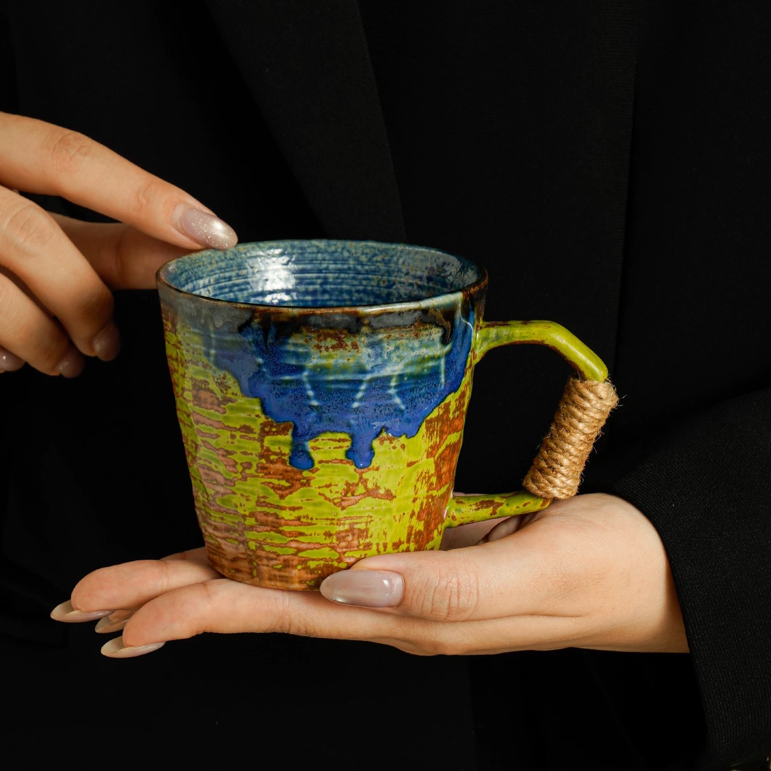 Taza de café nicho diseño de horno de cerámica gruesa cambió taza de marca doméstica taza de té de la tarde taza de latte taza de agua de oficina hombre