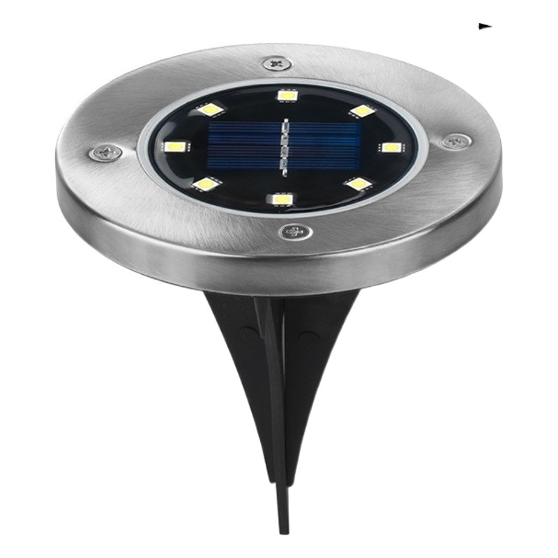 Transfronterizo de acero inoxidable solar lámpara subterránea 8LED lámpara de tierra de acero inoxidable al aire libre impermeable lámpara de césped