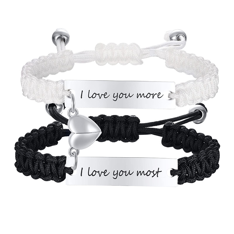 Casual Letra Acero Inoxidable Soga Pareja Pulsera display picture 1