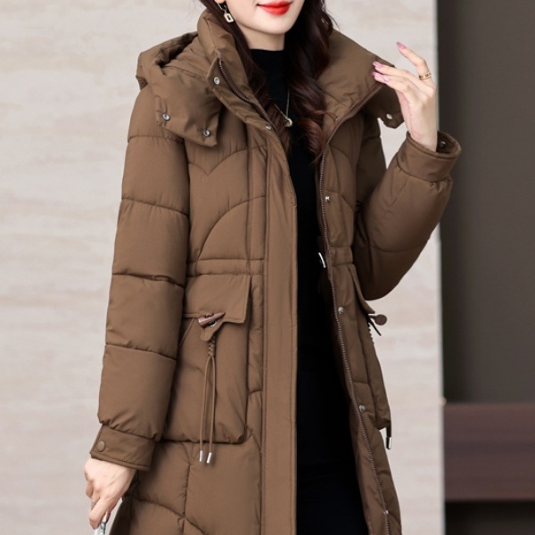 棉袄冬季女中长款韩版牛角扣中年妈妈棉服加厚2024年新款棉衣外套